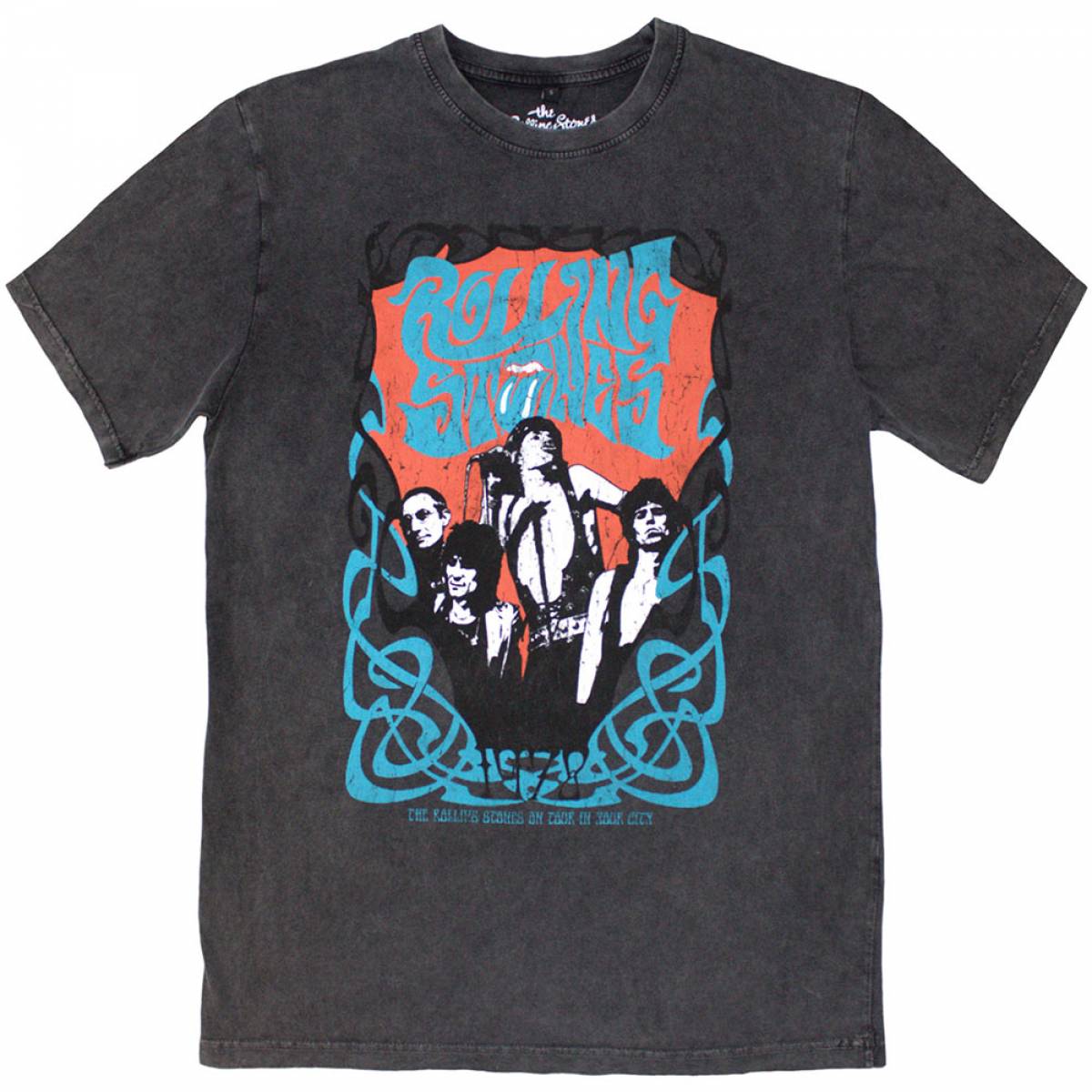 【予約商品】THE ROLLING STONES Unisex Stone Wash バンドTシャツ: Psych Montage (Charcoal Grey) - CHARCOAL GREY