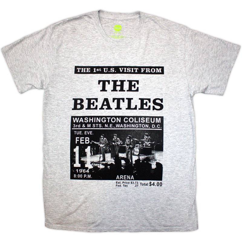 【予約商品】THE BEATLES バンドTシャツ ユニセックス: Washington '64 Promo (Grey)