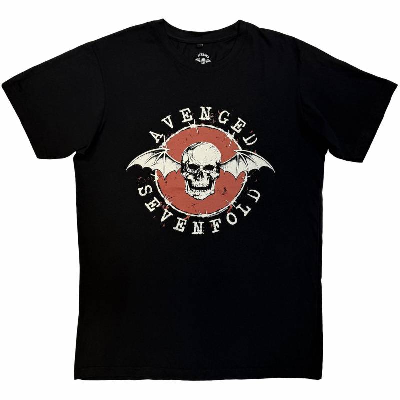 【予約商品】AVENGED SEVENFOLD Unisex Premium Carbon バンドTシャツ: Deathbat Red Circle (Black)