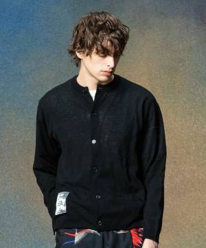 【予約商品】glamb(グラム)GB0225/KNT02 : Round Neck Cardigan / ラウンドネックカーディガン - Black
