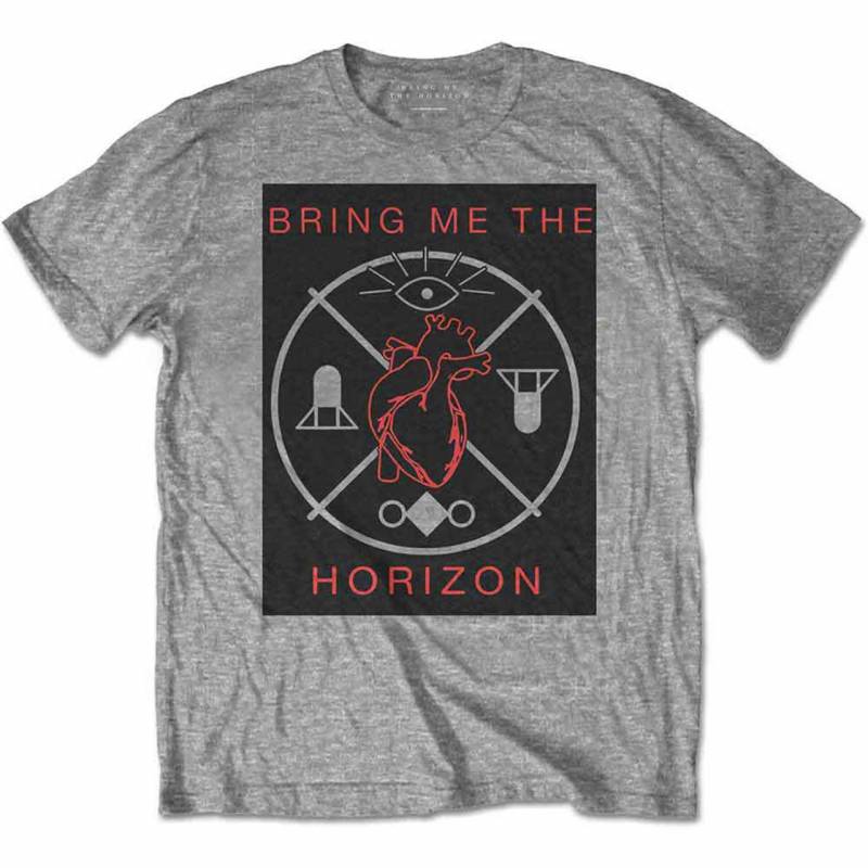 【予約商品】BRING ME THE HORIZON バンドTシャツ ユニセックス: Heart & Symbols (Grey)