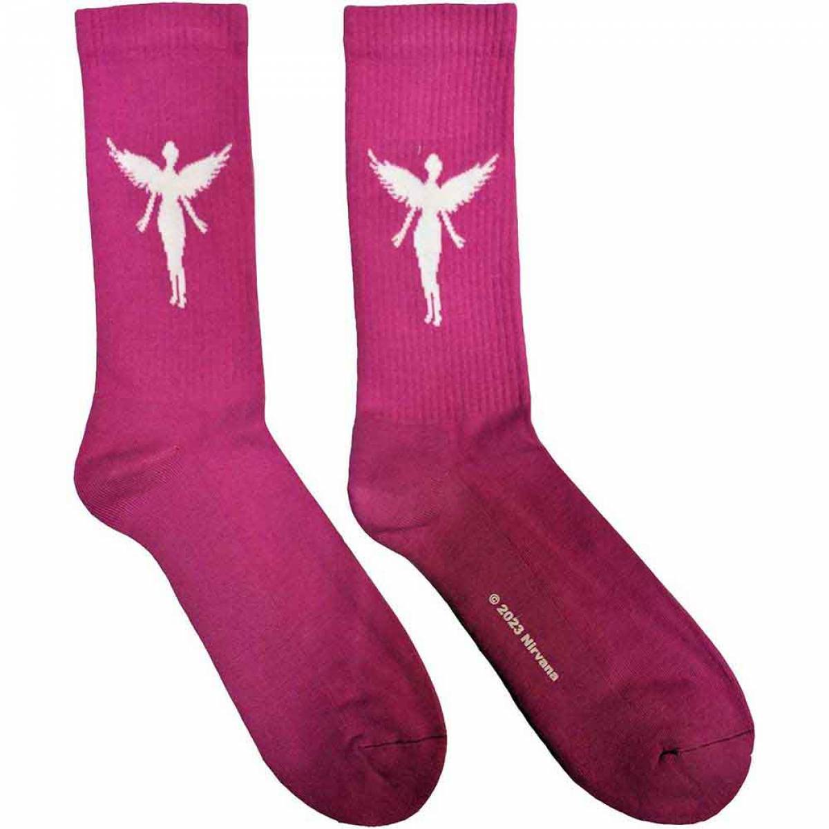 【予約商品】NIRVANA Unisex Terry Socks: In Utero White Angel (Pink) (UK Size 7 - 11) - PINK