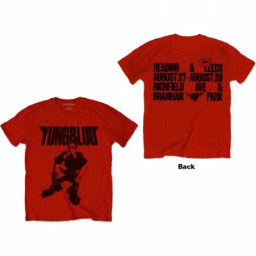 【予約商品】YUNGBLUD バンドTシャツ ユニセックス: R-U-OK? (Back Print) - RED