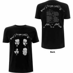 【予約商品】METALLICA バンドTシャツ ユニセックス: 4 Faces (Black) (Back Print) - BLACK