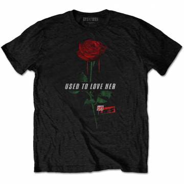 【予約商品】GUNS N' ROSES バンドTシャツ ユニセックス: Used to Love Her Rose (Black) - BLACK