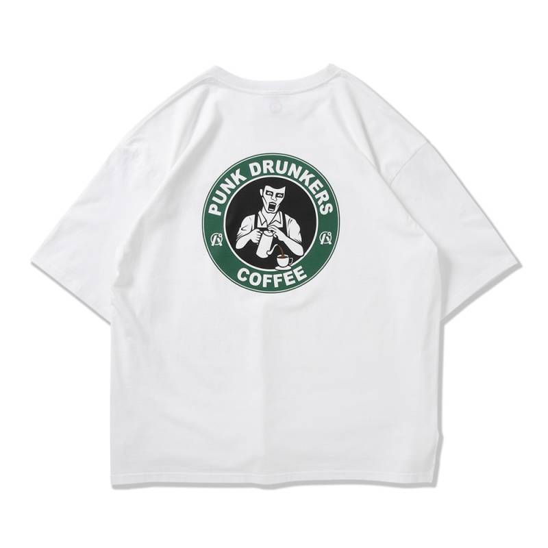 【予約商品】PUNK DRUNKERS (パンク・ドランカーズ) バリスタBIG.TEE - WHITE