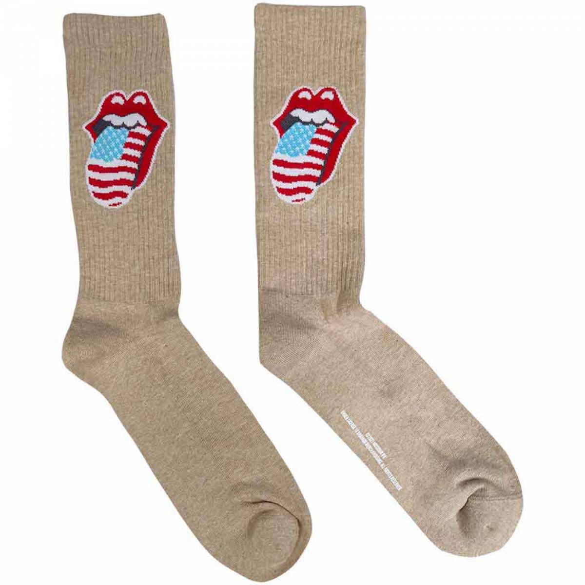 【予約商品】THE ROLLING STONES Unisex Terry Socks: US Tongue (Tie-Dye Effect Natural) (UK Size 7 - 11) - TIE-DYE EFFECT NATURAL