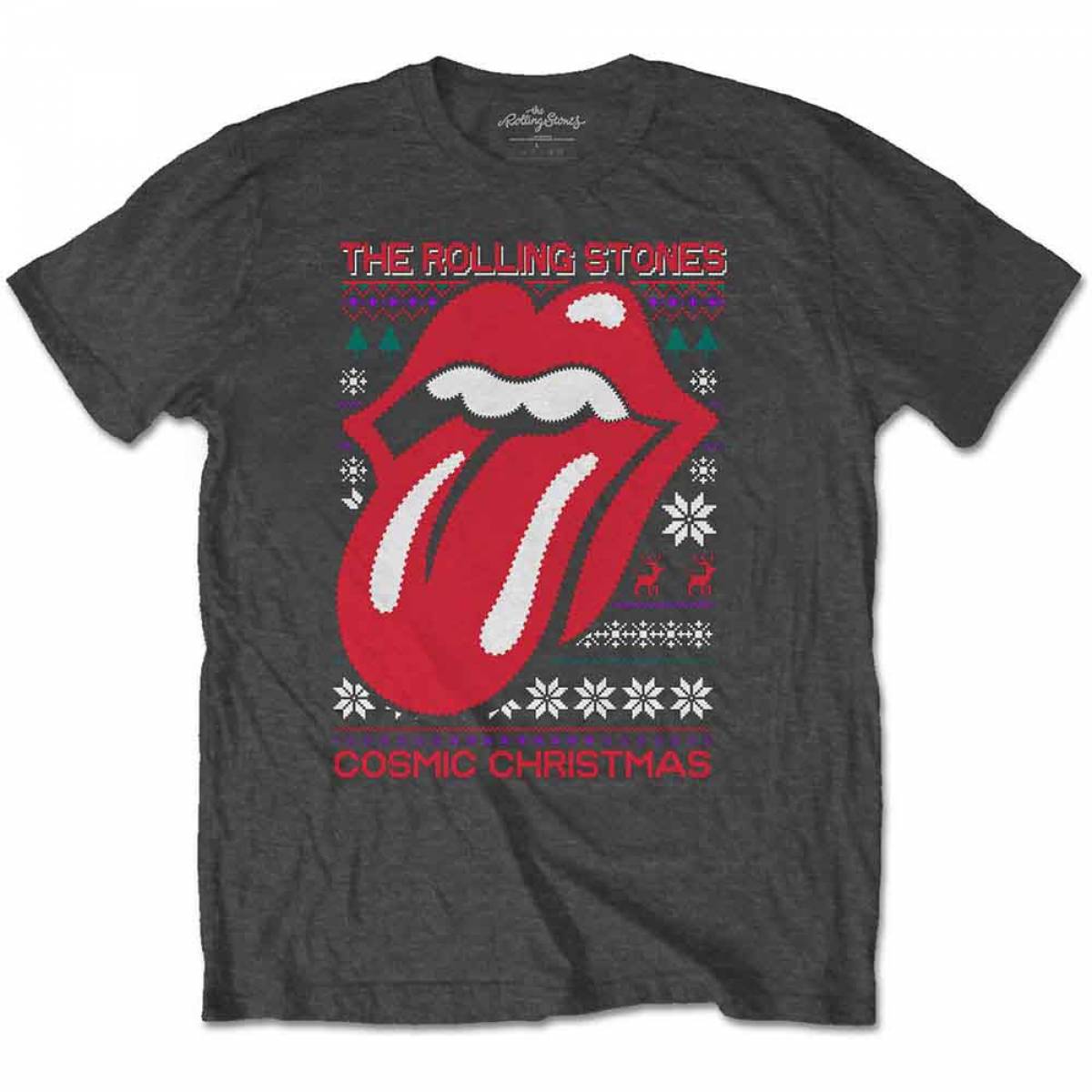【予約商品】THE ROLLING STONES バンドTシャツ ユニセックス: Cosmic Christmas (Charcoal Grey) - CHARCOAL GREY