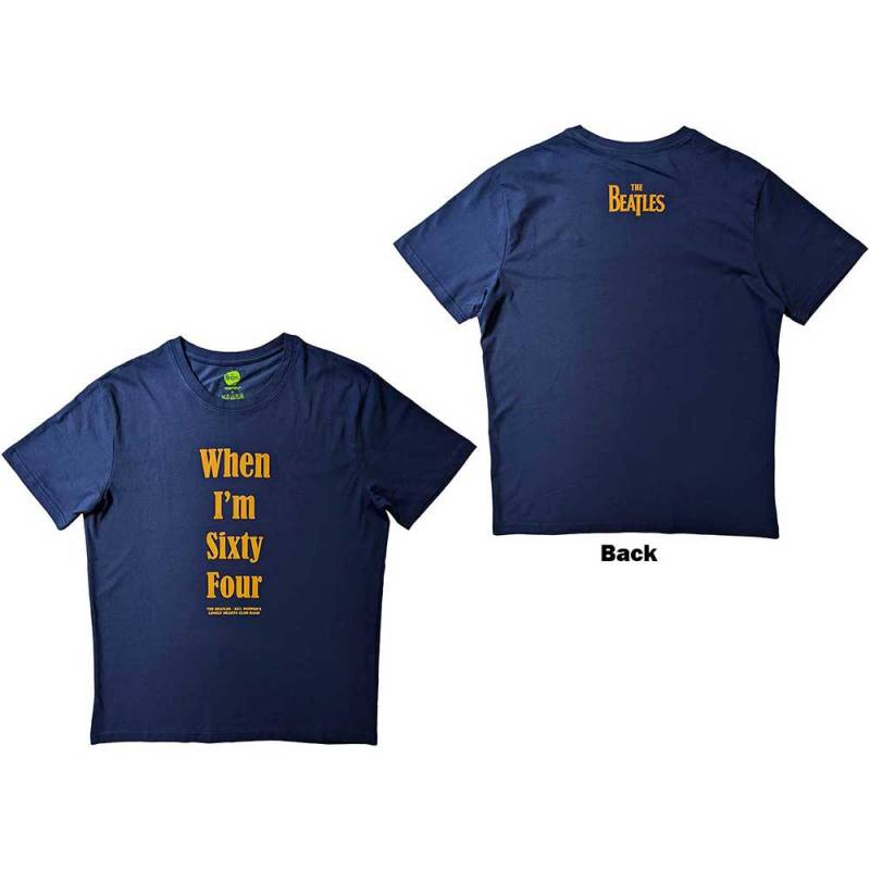 【予約商品】THE BEATLES バンドTシャツ ユニセックス: When I'm Sixty Four (Blue) (Back Print)