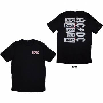 【予約商品】AC/DC バンドTシャツ ユニセックス: Mini Logo / Dirty Deeds (Black) (Back Print) - BLACK