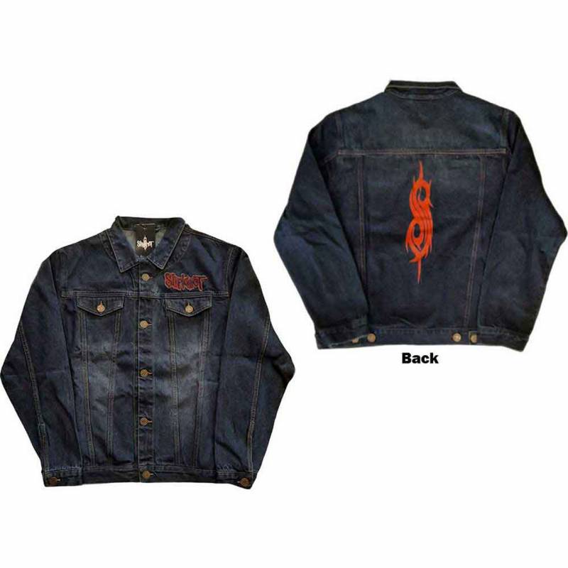 【予約商品】SLIPKNOT Unisex Denim Jacket: Tribal Logo (Denim Blue) (Back Print)