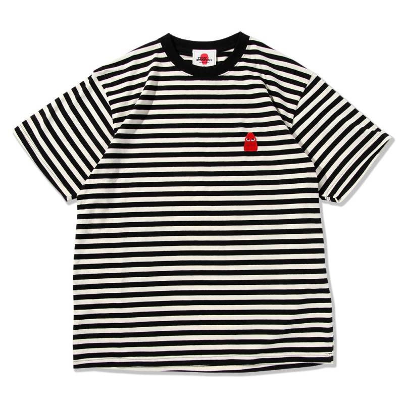 【予約商品】PUNK DRUNKERS (パンク・ドランカーズ) 鮫人刺繍ボーダーTEE - RED