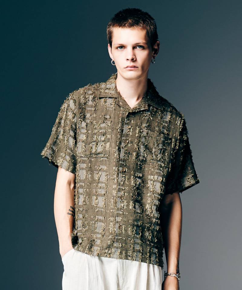 【予約商品】glamb(グラム)Fuzzy Check Shirt / ファジーチェックシャツ - Khaki