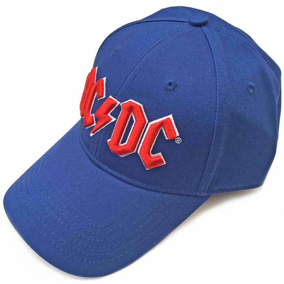 【予約商品】AC/DC Unisex Baseball Cap: Red Logo (Mid-Blue) - MID-BLUE