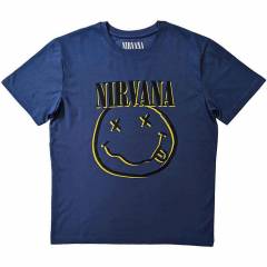 【予約商品】NIRVANA バンドTシャツ ユニセックス: Inverse Happy Face (Sky Blue)