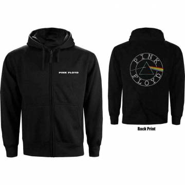 【予約商品】PINK FLOYD Unisex Zipped Hoodie: Circle Logo (Black) (Back Print) - BLACK