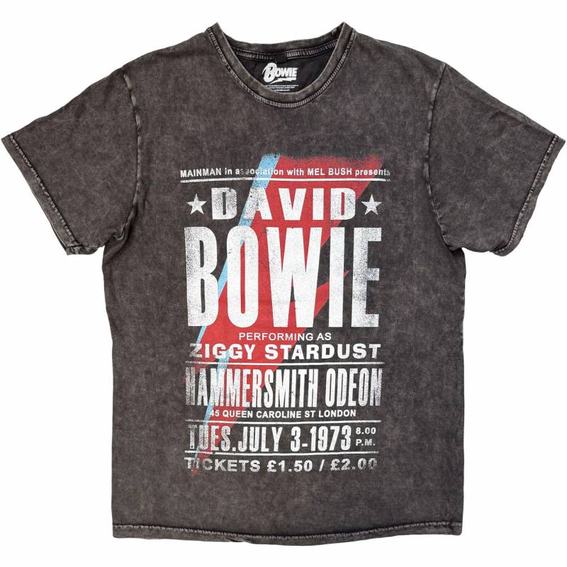 【予約商品】DAVID BOWIE Unisex Stone Wash バンドTシャツ: Hammersmith Odeon (Charcoal Grey)