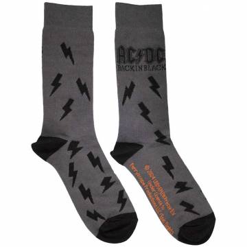 【予約商品】AC/DC Unisex Ankle Socks: Back in Black Bolts (Charcoal Grey) (UK Size 6 - 11) - CHARCOAL GREY