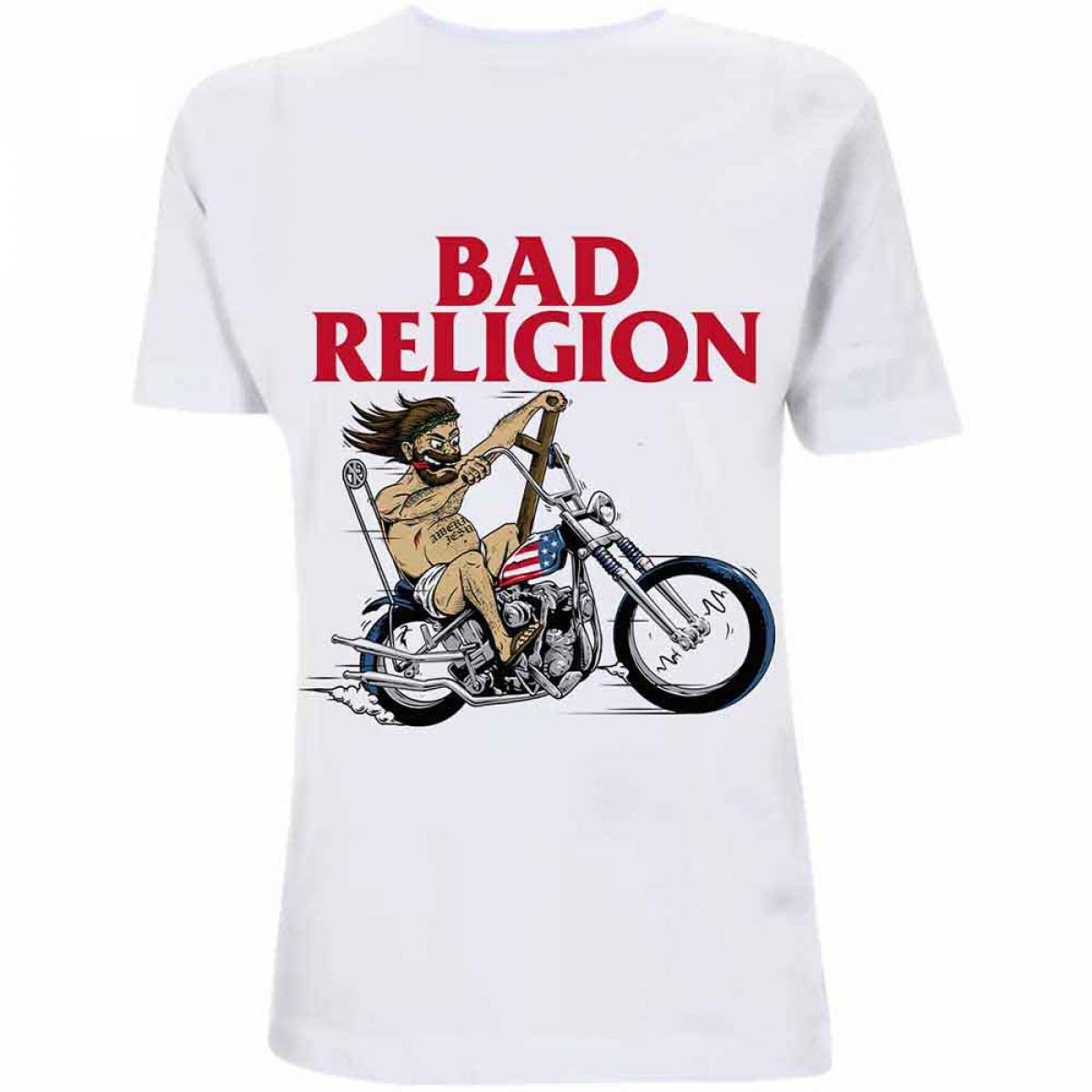 【予約商品】BAD RELIGION バンドTシャツ ユニセックス: American Jesus (White) - WHITE