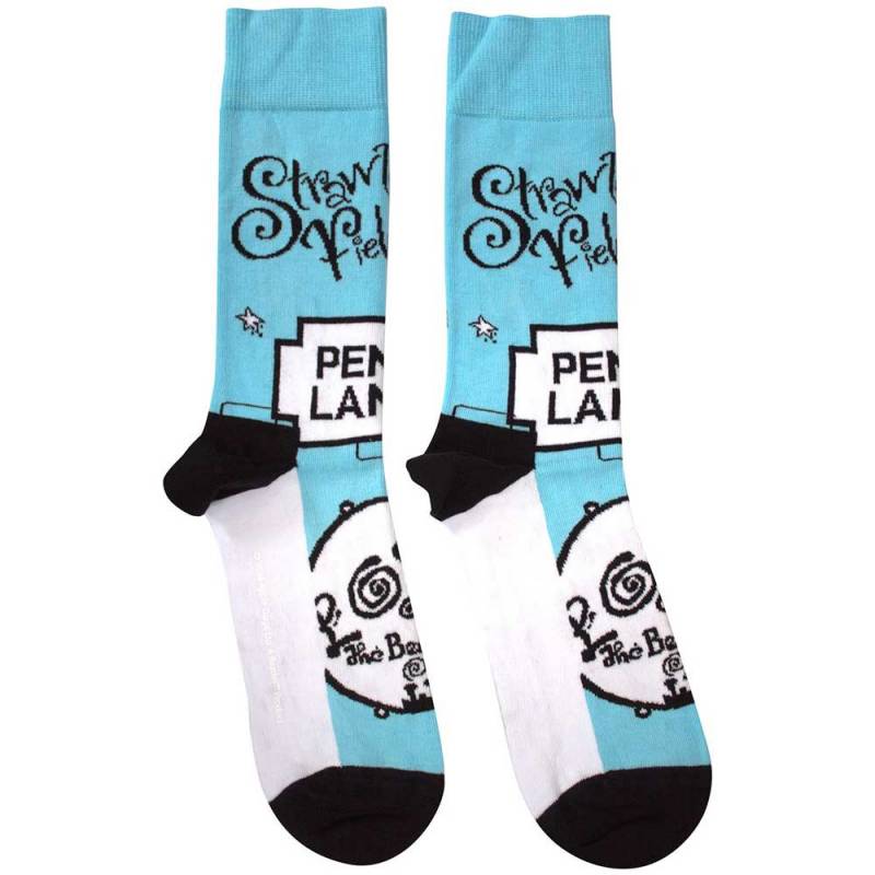 【予約商品】THE BEATLES Unisex Ankle Socks: Strawberry Fields/Penny Lane (Light Blue) (UK Size 7 - 11)