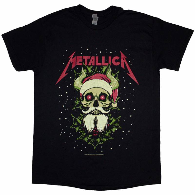 【予約商品】METALLICA バンドTシャツ ユニセックス: Santa Horns (Black)