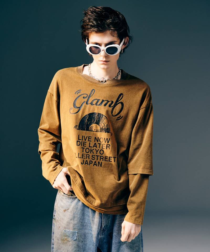 【予約商品】glamb(グラム)Layered Acid Cutsew / レイヤードアシッドカットソー - Mustard