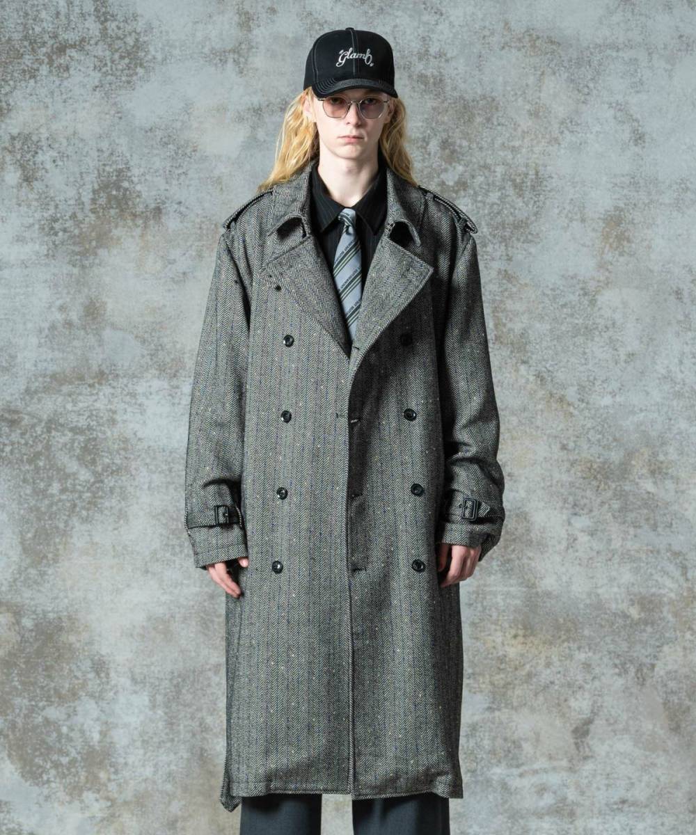 【予約商品】glamb(グラム)GB0325/JKT19 : Big Trench Coat / ビッグトレンチコート - Gray