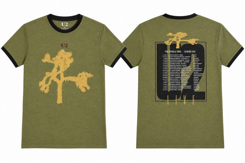 【予約商品】U2 Unisex Ringer バンドTシャツ: Joshua Tree Europe 1987. (Green) (Back Print)
