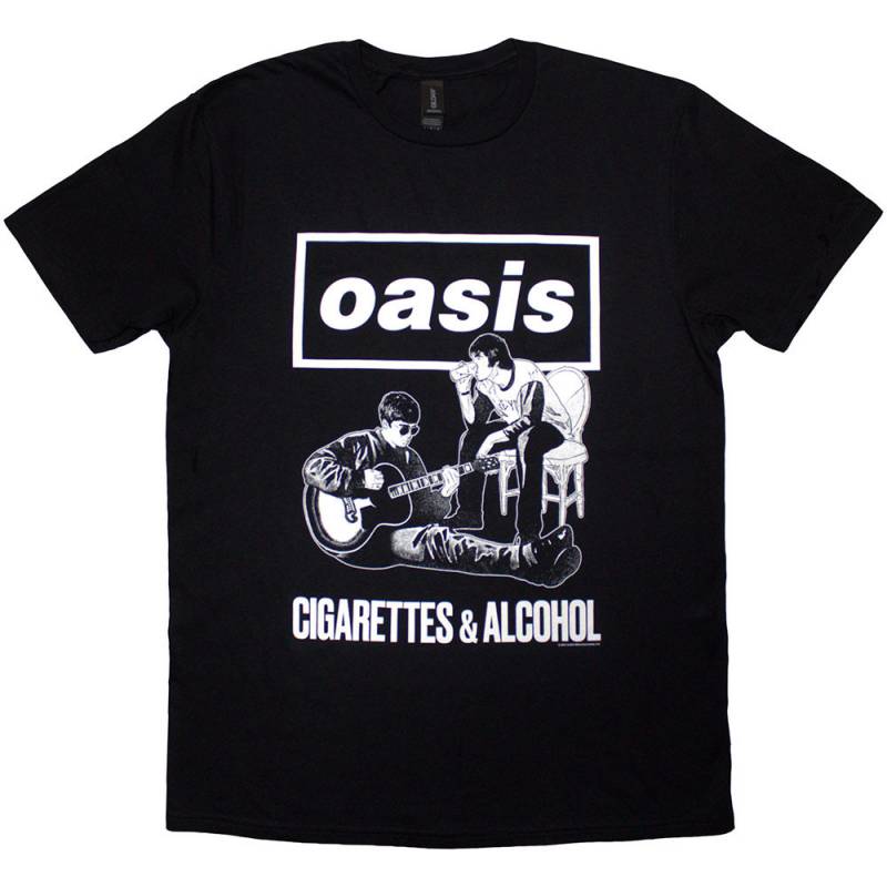 【予約商品】OASIS バンドTシャツ ユニセックス: Cigarettes & Alcohol Illustration Mono (Black)