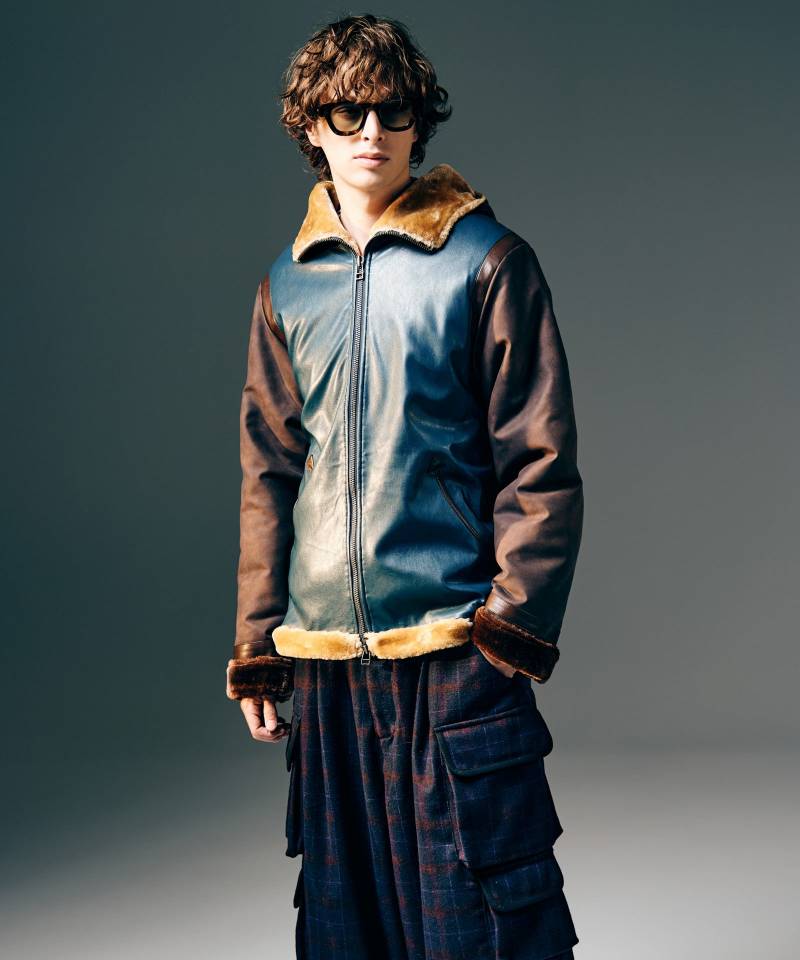 【予約商品】glamb(グラム)Synth Mouton Hooded Jacket / シンセムートンフーデッドジャケット - Blue