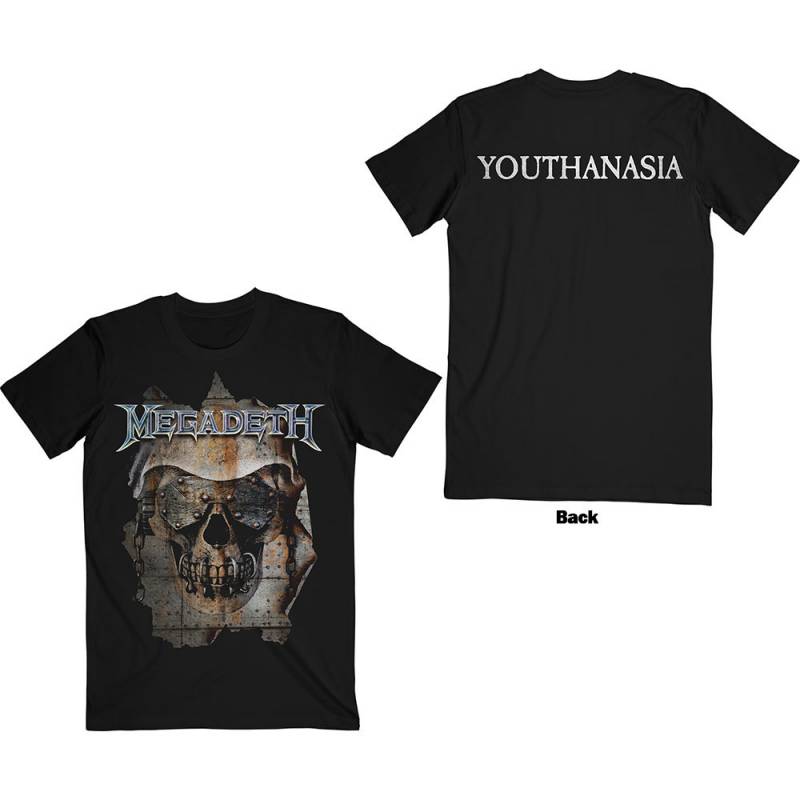 【予約商品】MEGADETH バンドTシャツ ユニセックス: Youthanasia Ripped Thru (Black) (Back Print)