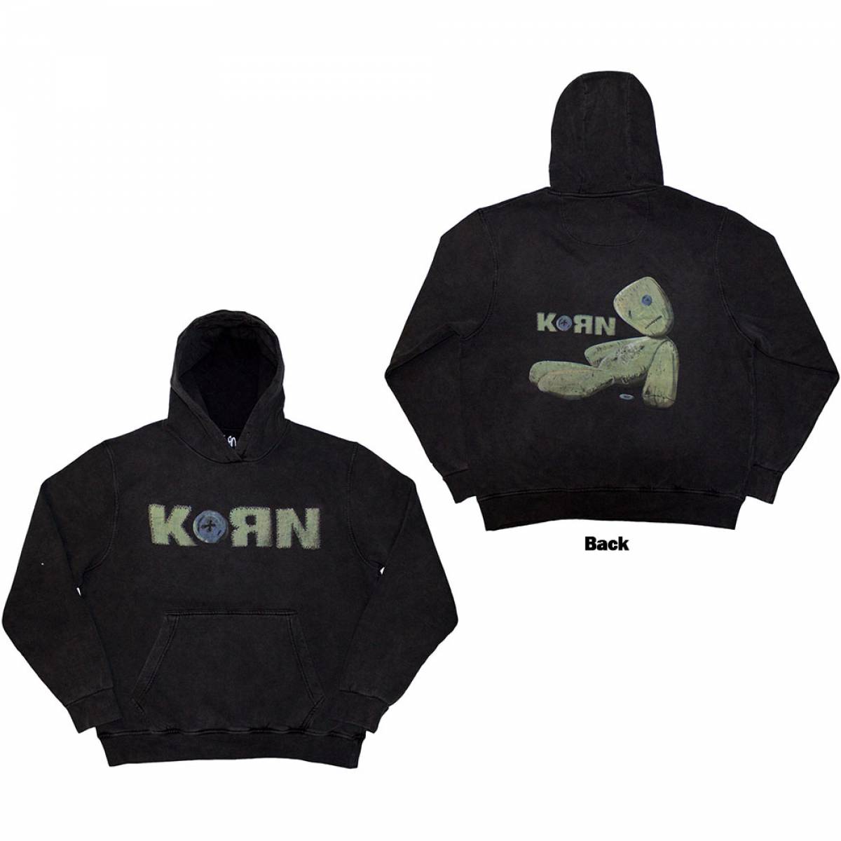 KORN Unisex Pullover Hoodie: Doll Issues (Back Print & Wash Collection) - Gray
