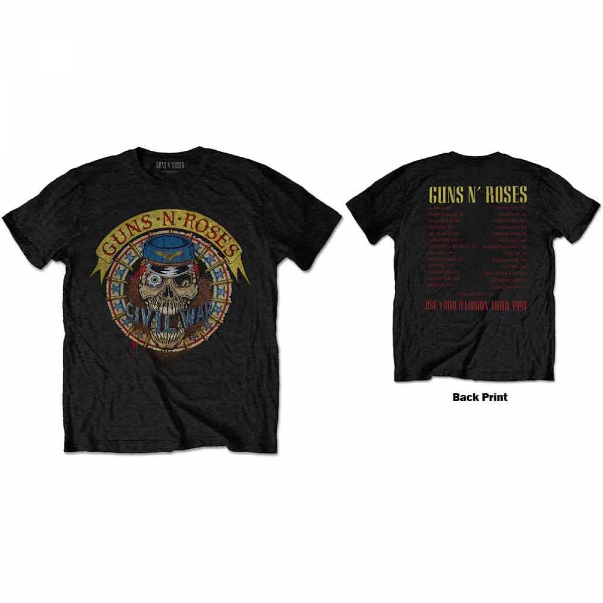 【予約商品】GUNS N' ROSES バンドTシャツ ユニセックス: Skull Circle (Black) (Back Print) - BLACK