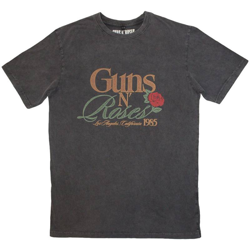 【予約商品】GUNS N' ROSES Unisex Stone Wash バンドTシャツ: California 1985 (Charcoal Grey)