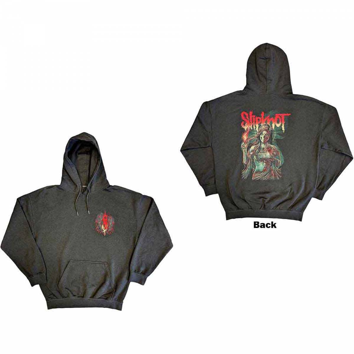【予約商品】SLIPKNOT Unisex Pullover Hoodie: Burn Me Away (Charcoal Grey) (Back Print) - CHARCOAL GREY