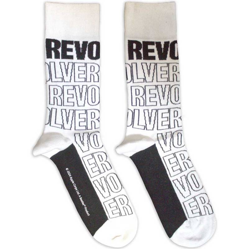 【予約商品】THE BEATLES Unisex Ankle Socks: Revolver Text Outlines Repeat (White) (UK Size 7 - 11)