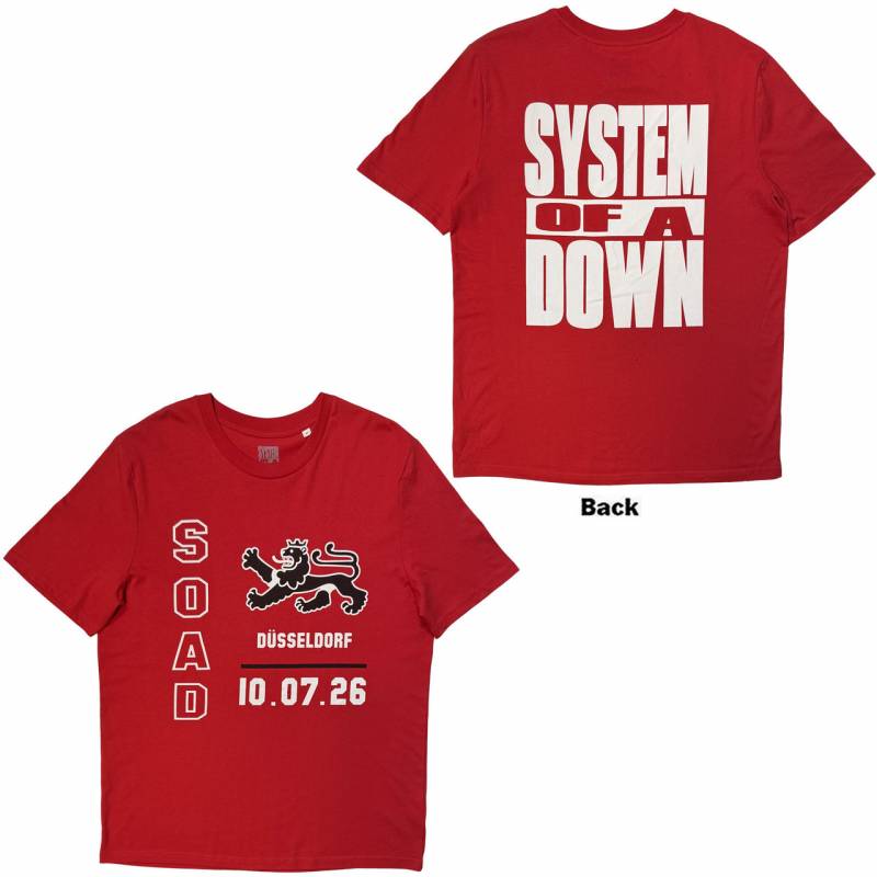 【予約商品】SYSTEM OF A DOWN バンドTシャツ ユニセックス: Dusseldorf Event Tour '26 (Red) (Back Print & Ex-Tour)