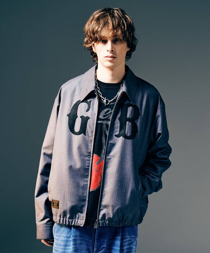 【予約商品】glamb(グラム)Stripe Coach Jacket / ストライプコーチジャケット - Gray