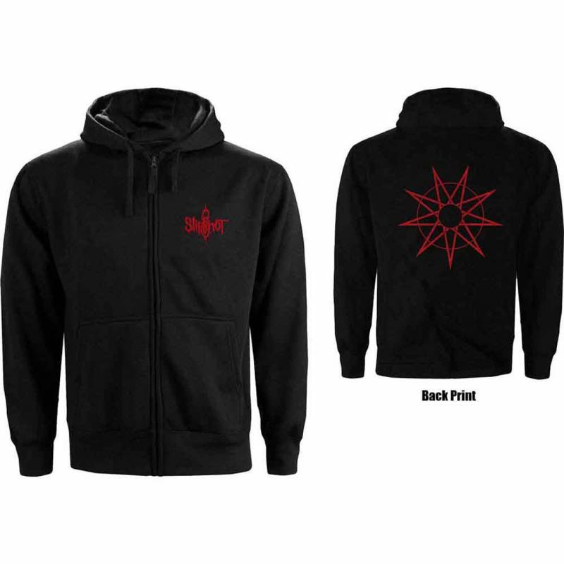 【予約商品】SLIPKNOT Unisex Zipped Hoodie: 9 Point Star (Black) (Back Print)