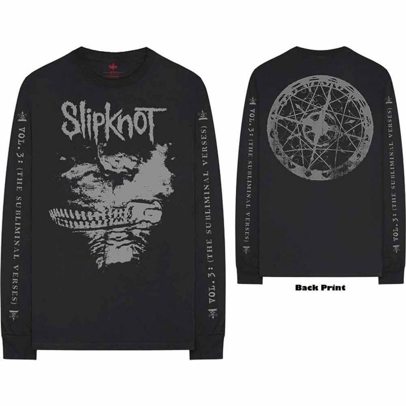【予約商品】SLIPKNOT Unisex Long Sleeve バンドTシャツ: Subliminal Verses (Black) (Back & Sleeve Print)