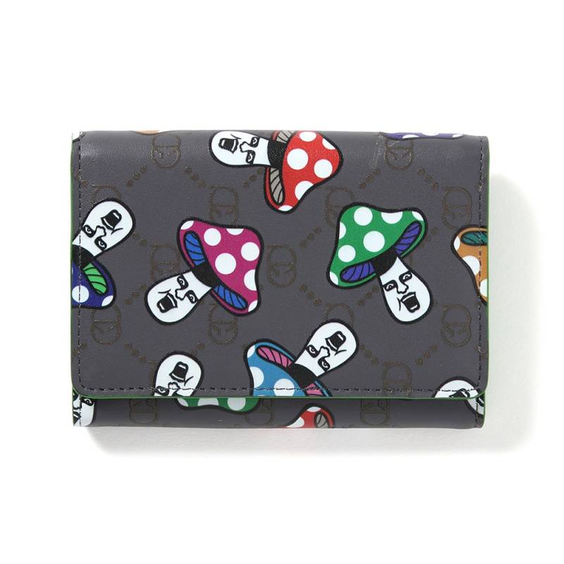 【予約商品】PUNK DRUNKERS (パンク・ドランカーズ) きのこ総柄名刺入れ - GRAY