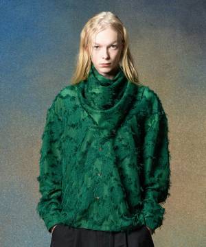 【予約商品】glamb(グラム)GB0225/SH08 : Fuzzy Scarf Shirt / ファジースカーフシャツ - Green