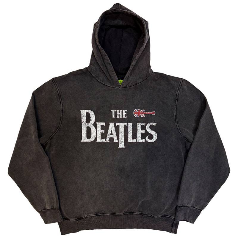【予約商品】THE BEATLES Unisex Stone Wash Pullover Hoodie: Guitar & Drop T (Charcoal Grey)