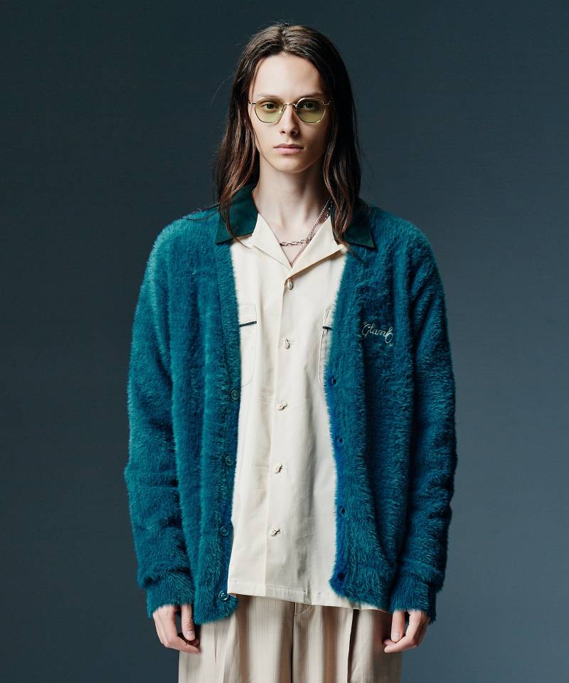 【予約商品】glamb(グラム) Staple Shaggy Cardigan / ステープルシャギーカーディガン - Blue
