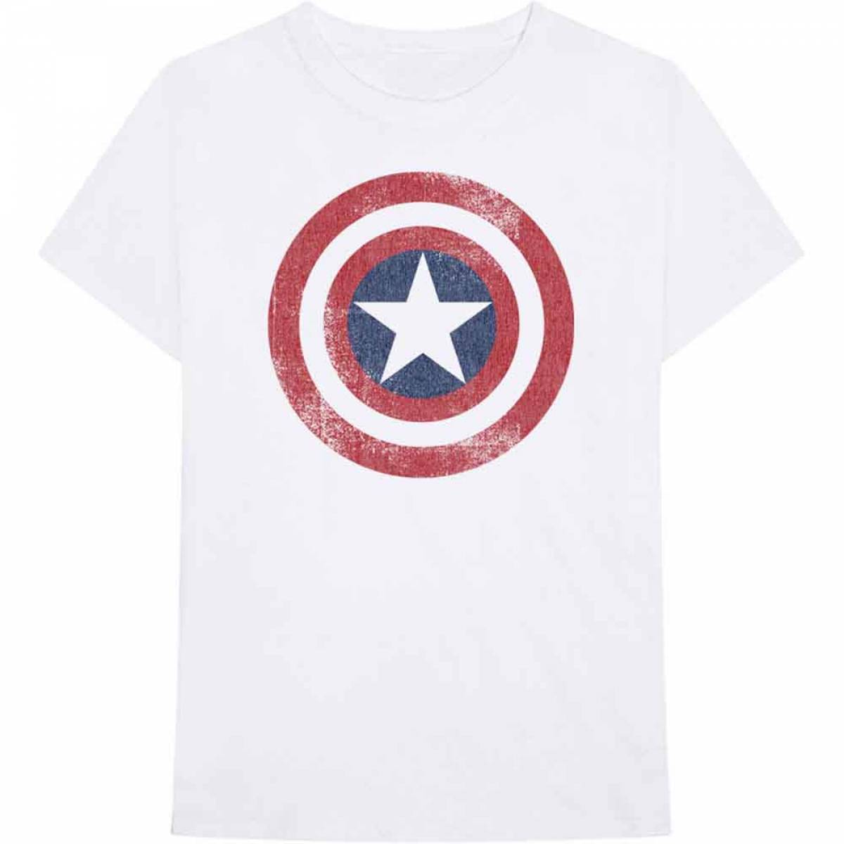 【予約商品】Marvel Comics ユニセックスTシャツ: Captain America Distressed Shield