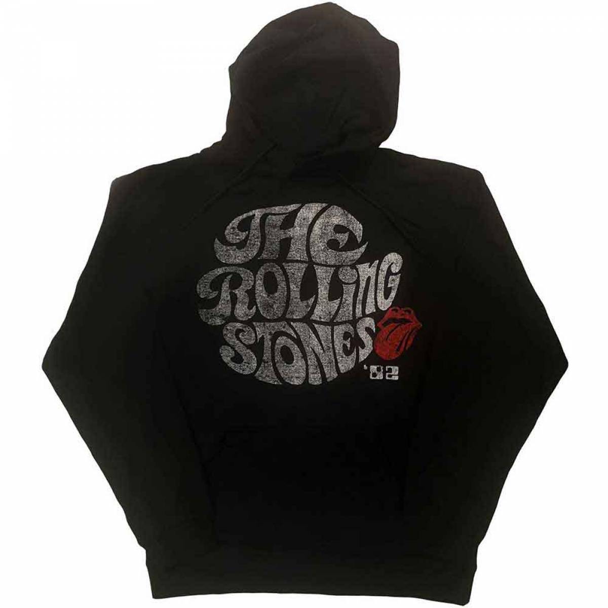 【予約商品】THE ROLLING STONES Unisex Eco Pullover Hoodie: Swirl Logo '82 (Black) - BLACK