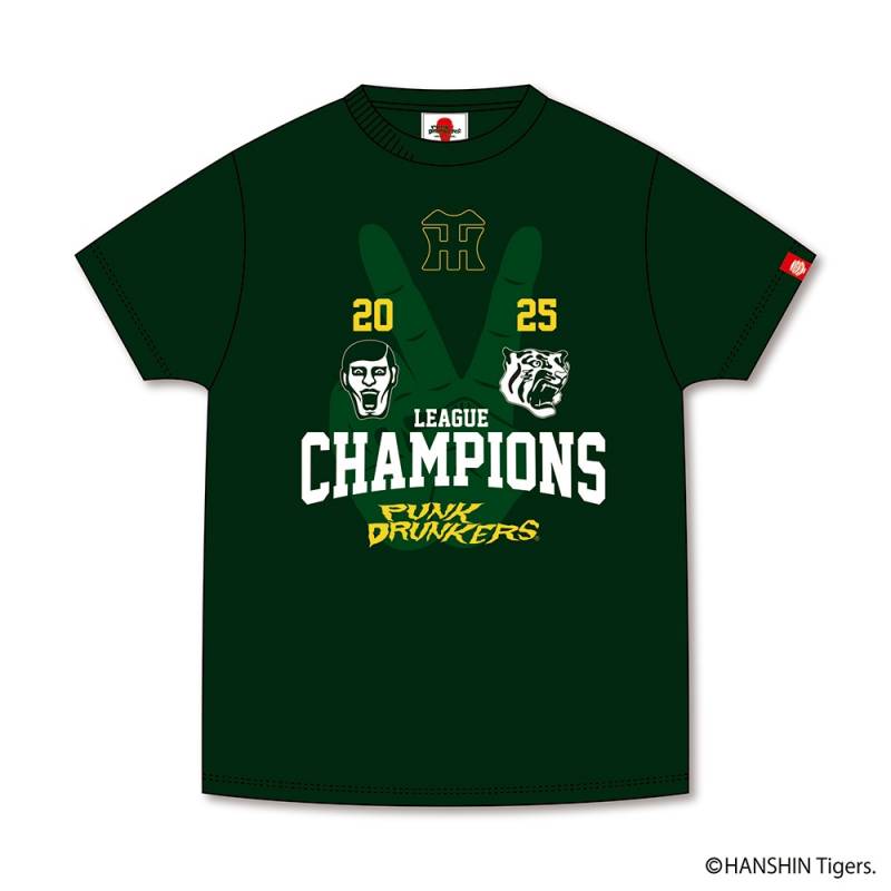 【予約商品】PUNK DRUNKERS(パンク・ドランカーズ)［PDSx阪神タイガース］2025リーグ優勝記念TEE - D.GREEN