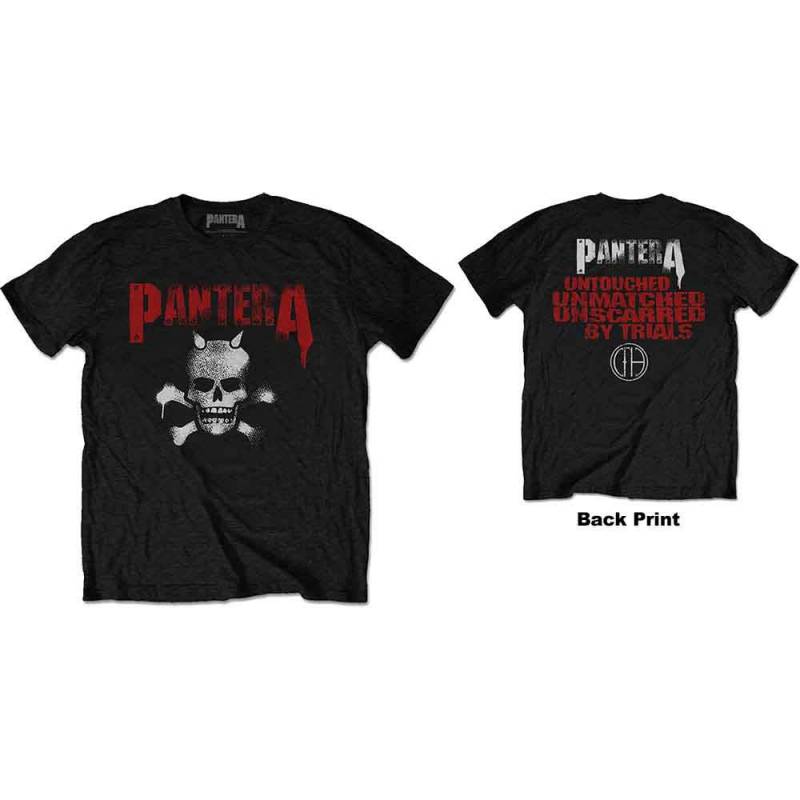 【予約商品】PANTERA バンドTシャツ ユニセックス: Horned Skull Stencil (Black) (Back Print)