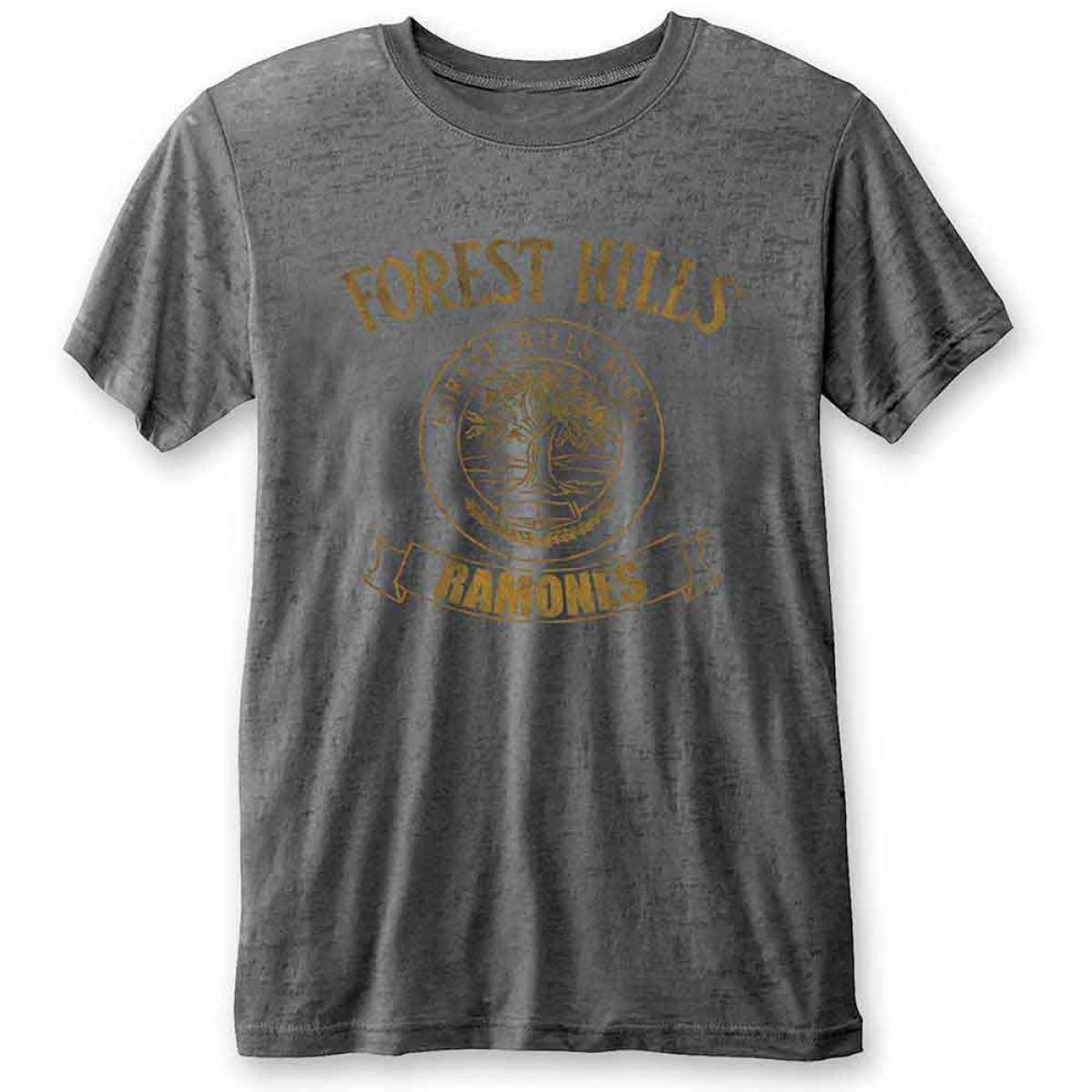 【予約商品】RAMONES Unisex Burnout バンドTシャツ: Forest Hills (Charcoal Grey) - CHARCOAL GREY