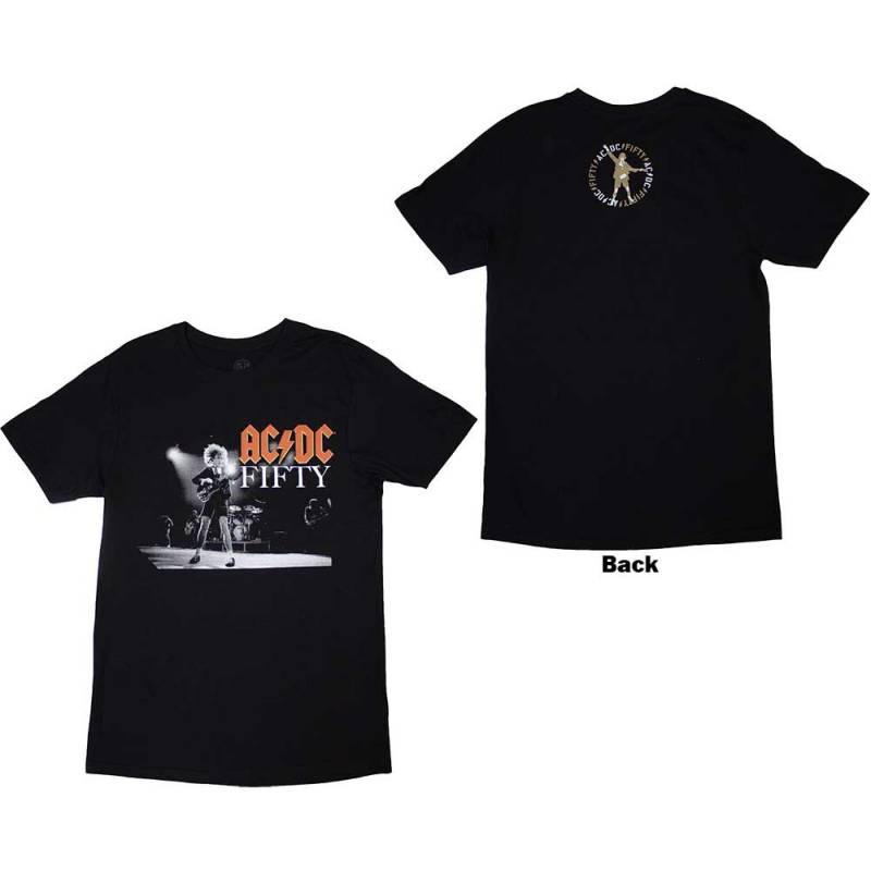 【予約商品】AC/DC バンドTシャツ ユニセックス: On Stage Fifty (Black) (Back Print) - BLACK